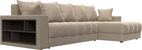 Диван угловой с декором и полкой Лига-050 НПБ Лига Диванов (Велюр) арт.128591