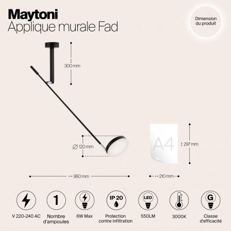 Настенный светильник светодиодный Fad MOD070WL-L6B3K (220V, выключатель)