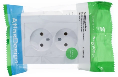 Розетка встраиваемая двойная без заземления (жемчужный) Systeme Electric AtlasDesign ATN000420