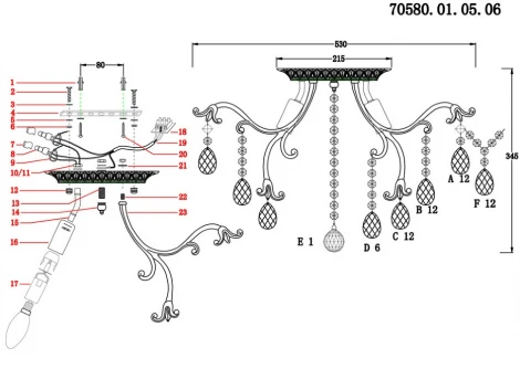 Потолочная люстра Seven Fires Dolores 70580.01.05.06