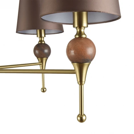 Потолочная люстра на штанге Lumion Eletra 8417/5 латунь/коричневый, металл/стекло/текстиль Е14 5*40W 220V