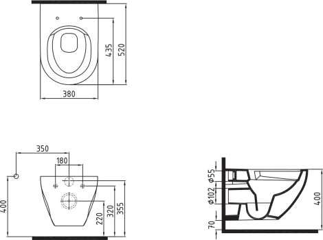 Унитаз подвесной Bien Dune безободковый