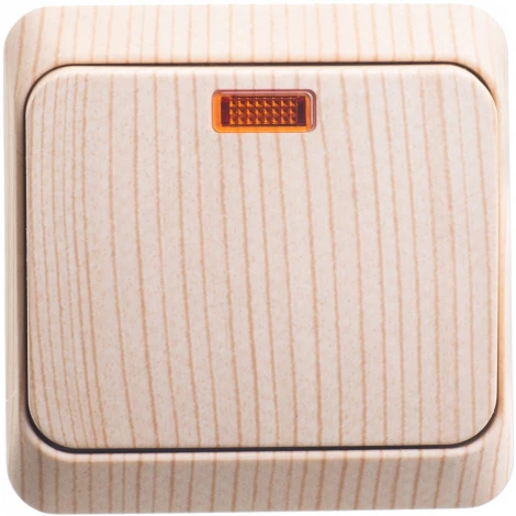 Выключатель накладной одноклавишный с подсветкой (сосна) Systeme Electric BA10-005D