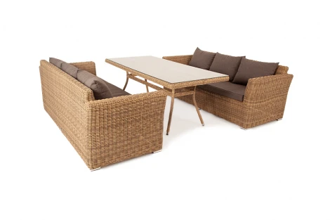 Обеденная группа из искусственного ротанга, цвет соломенный 4SIS Мокко Дабл MDS3S3C2T-5-SET