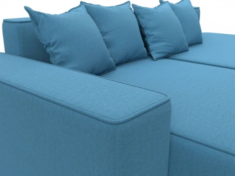 Диван угловой Лига-079 угол левый (ДСП/Пластик/Рогожка/Голубой) Лига Диванов 129814L