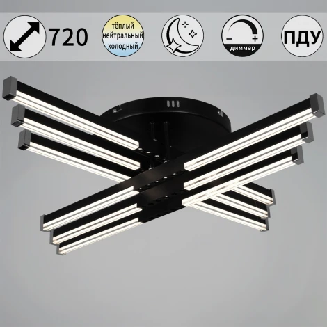 Потолочная люстра светодиодная с пультом с регулировкой цветовой температуры, яркости и ночным режимом Reluce 83090-0.3-06A BK
