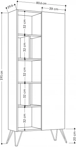 Стеллаж прямой LEVE JEDDA BOOKCASE