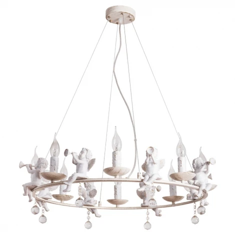 Подвесная люстра Arte Lamp Amur A1133SP-8WG (для детской, 220V, на проводе, свеча, ангелы)