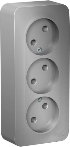 Розетка накладная тройная без заземления (алюминий) Systeme Electric Blanca BLNRA000313