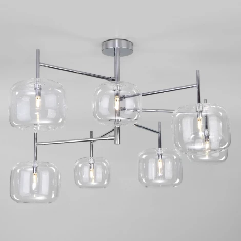 Умная потолочная люстра на штанге Eurosvet Jar 70128/7 хром (220V, шарики)