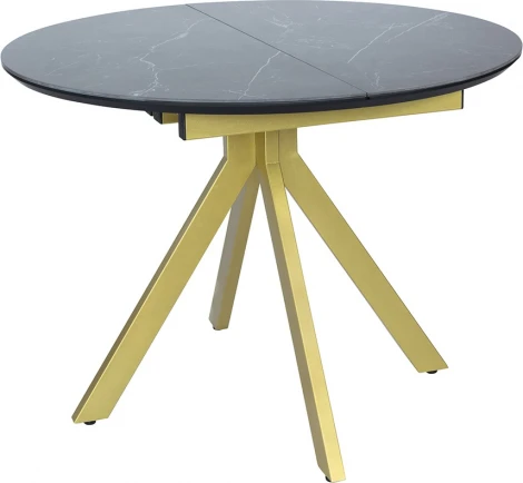 Стол Bradex Home Rudolf круглый раскладной 100-130x100x75см, черный керамогранит, матовое золото (RF 0641)