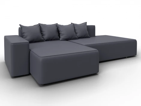 Диван угловой Лига-079 угол левый (ДСП/Пластик/Экокожа/Серый) Лига Диванов 129819L