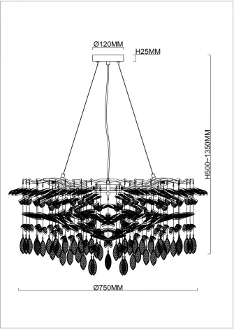 Подвесная люстра Stilfort Ramo 2180/09/08P (220V, хрусталь, на тросе, листья, ветки)