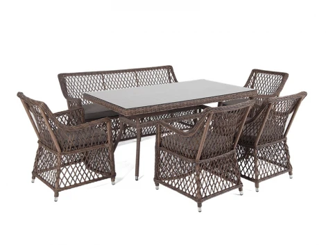 Обеденная группа плетеная на 6 персон, цвет коричневый 4SIS Катания KATS2C4T-6-SET brown