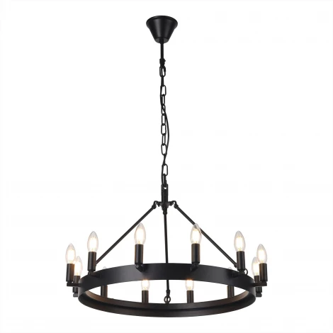 Подвесная люстра Citilux Смитсон CL470112 (220V, на цепи, свеча, круглые, под старину, кольцо)