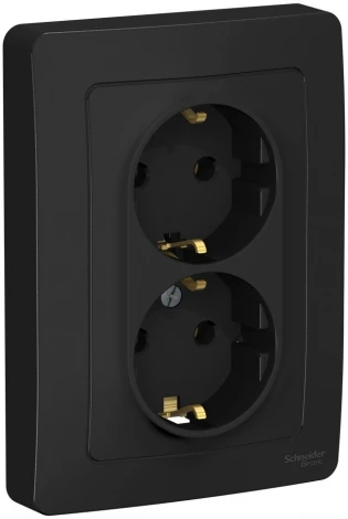 Розетка встраиваемая двойная с заземлением (антрацит) Systeme Electric Blanca BLNRS001026