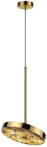 Подвесной светильник Odeon Light Bergi 5079/15L зол./серо-бежевый/металл/натур.камень/акрил с переключ.цветов.темпер. LED 15W 3000К/4000K/6000K (220V, на проводе, круглые)