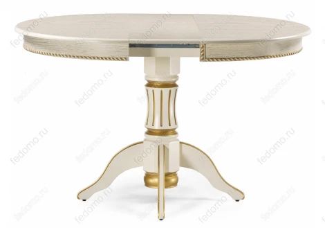 Деревянный стол Woodville Павия 100 крем с золотой патиной 450818