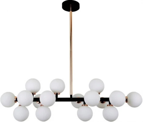 Потолочная люстра на штанге Lumina Deco Marsiada LDP 6033-16 BK+MD (220V, шарики, молекулы)