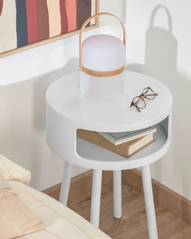 Журнальный стол La Forma (ex Julia Grup) Kurb (Белый/ Дерево,Фанера,МДФ,Каучук)