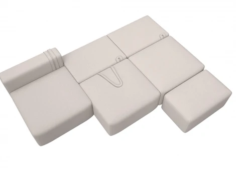 Диван угловой модульный с пуфом Лига-060 НПБ Лонг угол универсальный (ЛДСП,Брус,Фанера/Пластик/Замша/Бежевый) Лига Диванов 129525