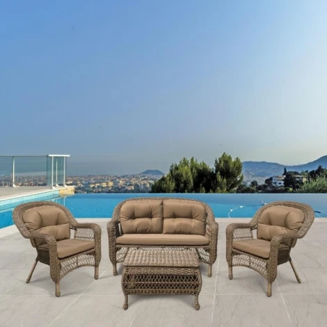 Плетеный комплект для отдыха LV-520BB Beige-Beige Afina