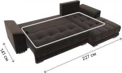 Диван угловой НордСтар правый угол (Коричневый/Велюр) Лига Диванов арт.121109