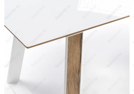 Стеклянный стол Woodville Авлида белый / дуб монтана 424306