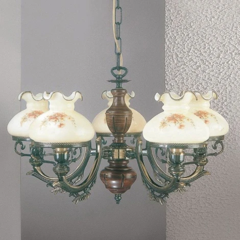 Подвесная люстра в виде керосиновой лампы L.2812/5 Reccagni Angelo 2812 L 2812/5 (220V, на цепи, фонарь, под старину, керосиновая лампа)