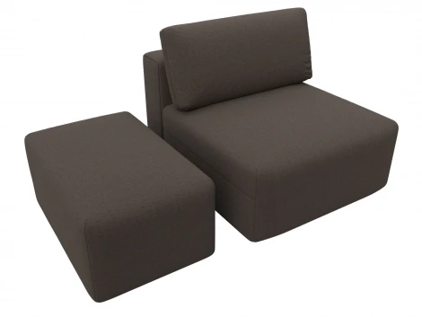 Модули диван и пуф Лига-060 НПБ (ЛДСП,Брус,Фанера,Рогожка/Коричневый) Лига Диванов 129739