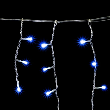 Гирлянда Бахрома 3 x 0,5 м Синяя 220В, 150 LED, Провод Прозрачный Силикон, IP65