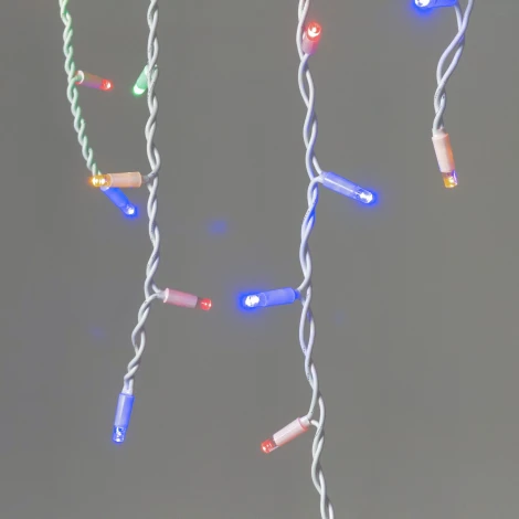 Гирлянда Бахрома 3,1 x 0,5 м разноцветная 220В, 120 LED, провод белый каучук, IP65 Laitcom LL120-8-2M