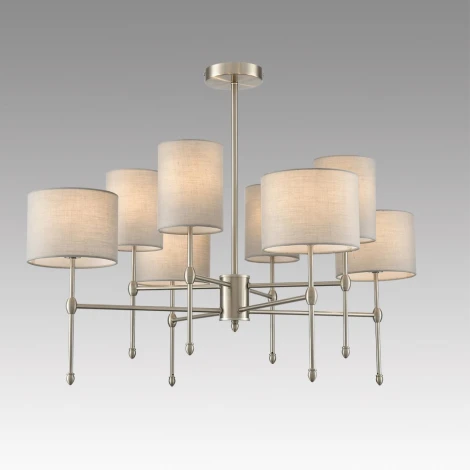 Потолочная люстра на штанге Lumion Latti 8262/8C металл/текстиль, никель/серый E14 8*40W 220V