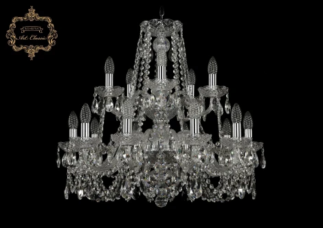 Подвесная люстра Art Classic 11.11 11.11.10+5.240.2d.Cr.Sp (220V, хрусталь, на цепи, подсвечник, свеча)