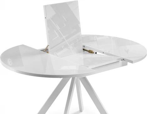 Стол стеклянный Woodville Ален 100(140)х100х74 ультра белое стекло / белый 516557