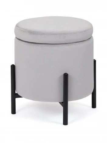Пуф MyFar Фрэнк с ящиком светло-серый велюр MF1023-1