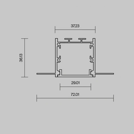 Алюминиевый профиль встраиваемый скрытого монтажа 72x36 серебро 2 м Maytoni Led Strip 636010