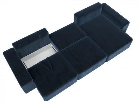 Диван угловой Лига-074 угол универсальный (ДСП/Пластик/Велюр/Синий) Лига Диванов 129868