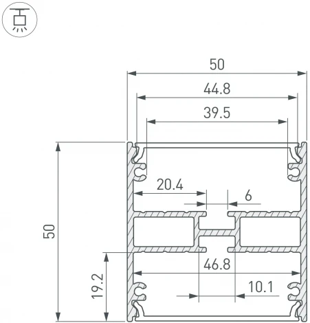 Профиль LINE-5050-DUAL-3000 ANOD (Arlight, Алюминий) 047486