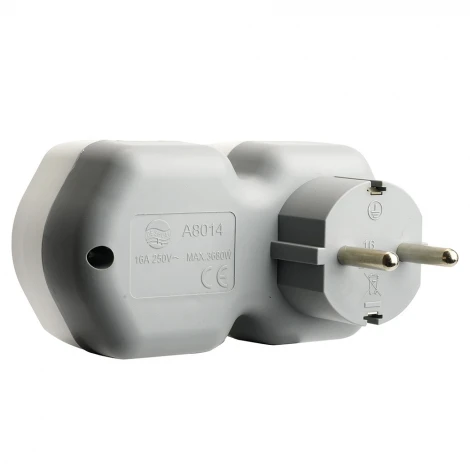 Разветвитель сетевой одноместный с заземлением с USB+Type C (белый, серый) Stekker 50109