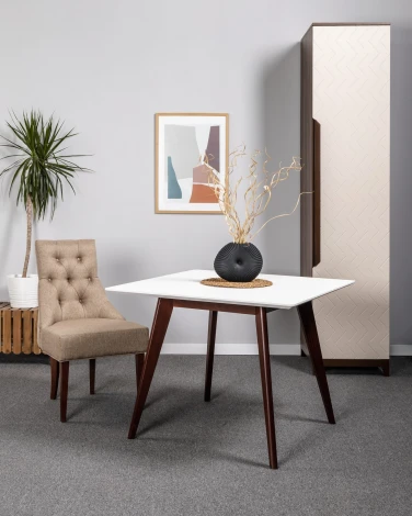 Стол R-Home Лунд 860*860 Белый Темный орех