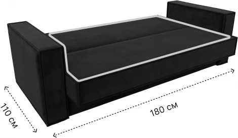 Диван-книжка Куба (Черный/Велюр) Лига Диванов арт.122044