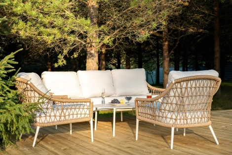 "Венеция" лаунж-зона из искусственного ротанга, цвет соломенный 4SIS арт.УТ-00007459