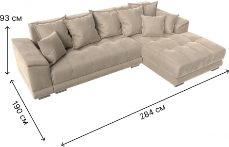 Диван угловой НордСтар правый угол (Бежевый/Велюр) Лига Диванов арт.121105