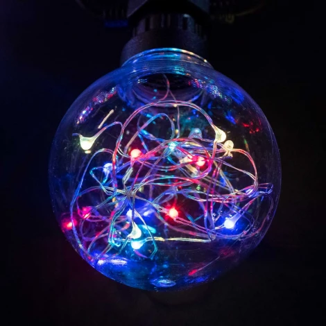 Светодиодная Гирлянда Роса 5м Разноцветная 24В, 10 LED, Провод Черный ПВХ, IP54