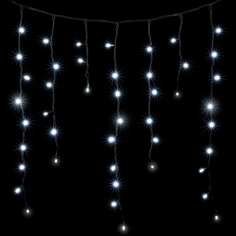 Гирлянда Бахрома с Колпачком 3,2 x 0,9 м Белая с Мерцанием Белого Диода 220В, 180 LED, Провод Черный ПВХ, IP65