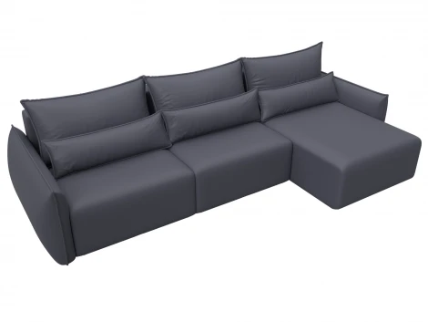 Диван угловой Лига-051 НПБ Лонг угол универсальный (ЛДСП,Брус,Фанера/Пластик/Экокожа/Серый) Лига Диванов 129893