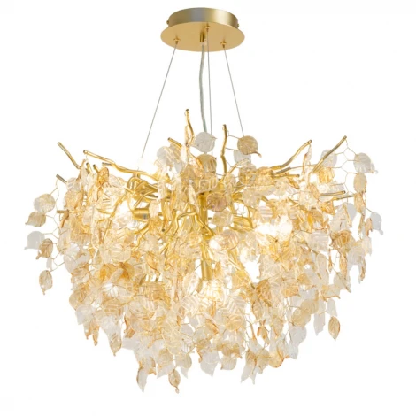 Подвесная люстра AM Group Forest D600 GOLD (220V, на тросе, листья)