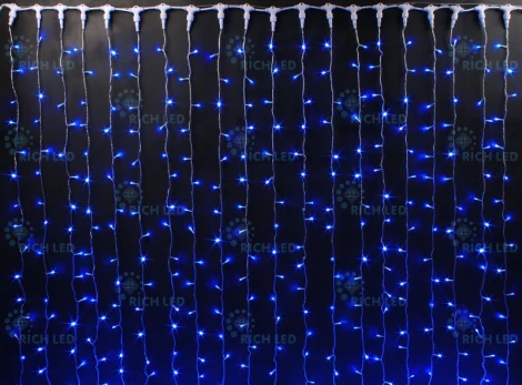 Гирлянда светодиодная Занавес синяя 220B, 600 LED, провод белый, IP65 RL-C2*3-CW/B Rich LED