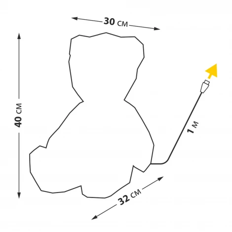 Светильник декоративный «Мишка», с USB проводом. 80 светодиодов, RGB свет, цвет корпуса радужный Uniel ULD-R504 USB/RGB BEAR